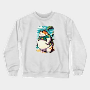 Cat Dad in Beach Crewneck Sweatshirt